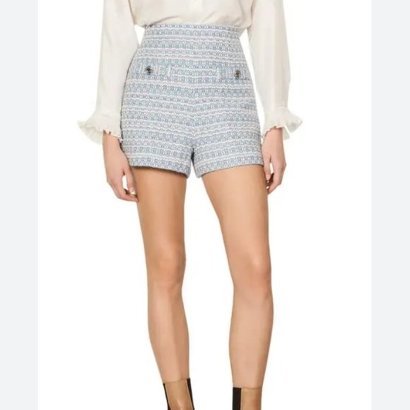 Sandro Cyril Tweed Blue/Pink Shorts - Picture 1 of 3